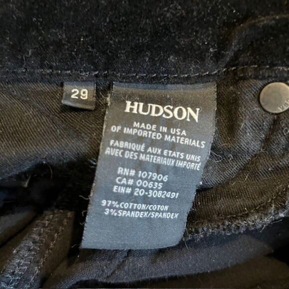 Hudson Nix High Rise Lace Hem Black Velvet Cropped Skinny Pants Size 29 - Picture 11 of 14